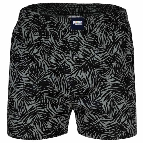 Happy Shorts Herren Web-Boxershorts - American Boxershorts Palm Leaves Khaki S