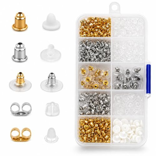 450 Pcs Earring Backs, 10 Styles with Storage Box | Earring Backs for Studs, Clear, Rubber, Plastic, Butterfly Earring Backs, Earing Backs for Women's DIY Jewelry Supplies