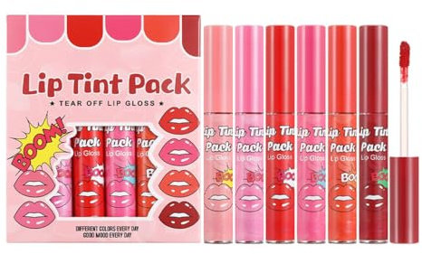Peel Off Lip Tint - 6 Colors Peel Off Lip Stain Gloss Set - Detachable Lip Liner Waterproof Long Lasting - Transferproof Lip Gloss Gift Set for Women