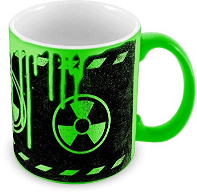 Toxic Waste Barrel | Matte Neon Fluorescent Green| Printed Art Ceramic Coffee Mug