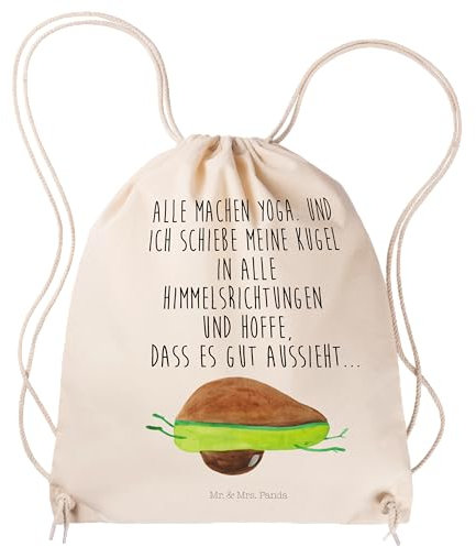 Mr. & Mrs. Panda Sportbeutel Avocado Yoga - Geschenk, Humor, Tasche, Vegan, Turnbeutel, bauch, Veggie, Turnbeutel Baumwolle, Hilfe, Kleine