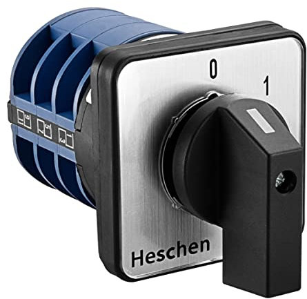 Heschen - Selector de leva rotativa universal, SZW26-32/0-3.3, 660 V, 32 A, 4 posiciones, 3 fases, 12 terminales, CE azul
