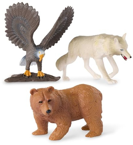 Terra 3 Waldtiere Figuren – Bär, Adler, Wolf Tiere Figuren – Realistische Tierfiguren Set, Kinder Spielzeug für Mädchen und Jungen ab 3 Jahre