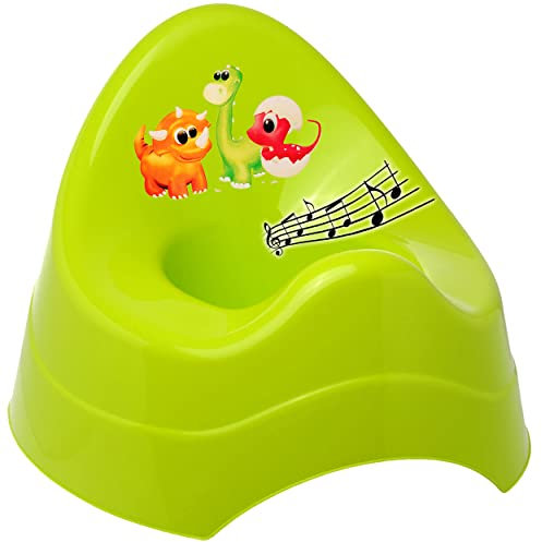 alles-meine.de GmbH Musik & Sound - Töpfchen/Nachttopf/Babytopf - grün - apfelgrün Tiere - Dinosaurier - Dino Bieco - Melody - mit großer Lehne + Spritzschutz - Babytöpfc..