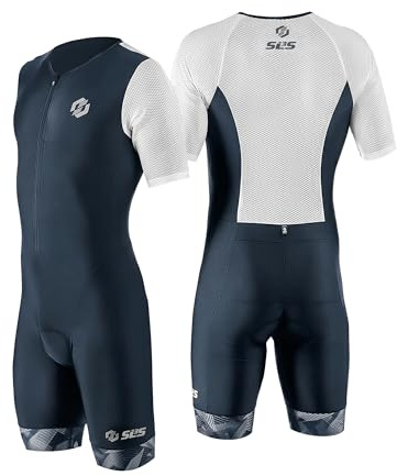SLS3 Triathlon Suits Mens - Aerodynamic Sleeved Tri Suit Men – Lightweight Trisuit with Premium FX Fabrics - 2 Pockets (Monochrome, X-Large)