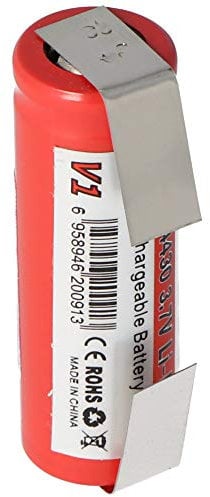 IMR 14430 Batterie Li-ion 600 mAh 3,6 V - 3,7 V avec cosse à souder en forme de U - Dimensions : 42,63 x 14,4 mm