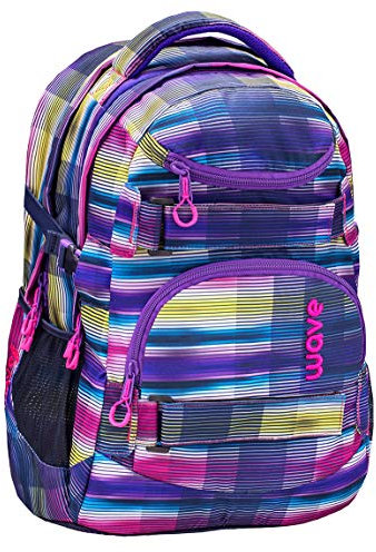 Wave Infinity Lila Schulrucksack mit Laptopfach Tabletfach/Brustgurt Hüftgurt / 43 x 31 x 22 cm / 30 Liter/Mädchen/Rucksack Daypack (338-72/A Colorful)