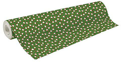 Clairefontaine 202055C - Rolle Geschenkpapierrolle Excellia 80g 50mx0,70m, Weihnachtsmänner auf grünem Hintergrund, 1 Rolle