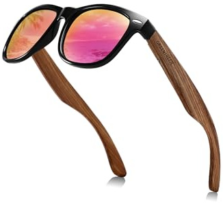 GREENTREEN Lunettes de Soleil Polarisées Bois pour Femmes: Protection UV400 et Anti-éblouissement - pour Conduire Randonnée Plage Pêche et Voyage