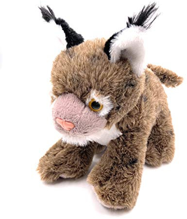 Onwomania Plüschtier Stofftier Kuscheltier Katze Wildkatze Luchs Länge 20 cm Braun