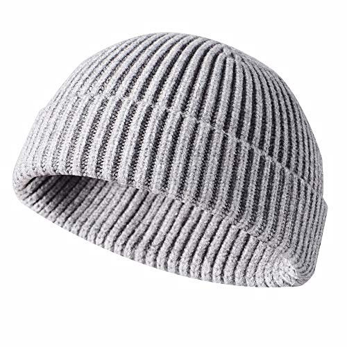 JFAN Unisex Retro Trawler Winter Beanie Hat Baseballkappe Streetstyle Trawler Beanie Watch Hut Rollup Edge Schädeldecke,Grau
