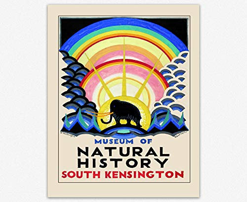 WallBUddy Vintage London Poster for the Underground Kensington Natural History Museum (13cm x 18cm)