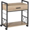 HOMCOM Beistelltisch Servierwagen mit Rädern Küchenwagen Kaffeetisch mit Schublade Ablage Sideboard beweglich Spanplatte Natur 60 x 30 x 65 cm