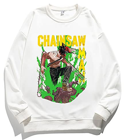 flowereyes Anime Chainsaw Man Japanese Manga Harajuku Print Crew Neck Sweater Long Sleeve Street Hip-hop Style Unisex Couple