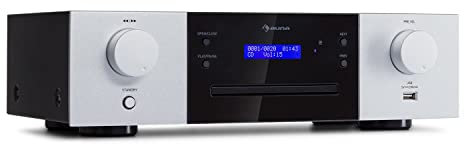 Auna CD-1000 DG, Reproductor USB, MP3 Con Mando a Distancia, Pantalla LED, Lector CD, Aluminio, Plateado