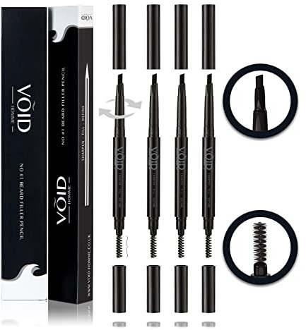 VOID Homme Bartstift (4er-Set, Hellbraun) Herren Bartfüller und Bartstift, Bart Farbe Schwarz und Bartfüller zum Füllen, Bartfüller stift und Bart färben schwarz, Bartstift | Mens Beard Pencil