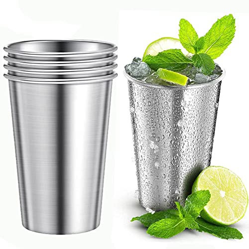 BBAOO Tasses en Acier Inoxydable, 5 Pièces Empilables et Réutilisables Pour Camping, Randonnée et Fêtes (350ml)