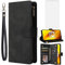 Asuwish Funda para Xiaomi Poco X3/X 3 Pro/PocoX3 NFC funda con lámina protectora y tarjetero plegable de piel con soporte con cremallera Mi 3X 5G teléfono móvil fundas funda teléfono negro