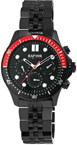 Raptor Limited Ghassan Herren-Uhr Multifunktion Analog Quarz RA20361 (schwarz rot)