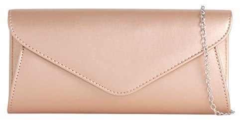 UShopUK Plain Faux Leather Bridal Prom Wedding Evening Clutch Party Purse Hand Bag (Rose Gold)