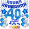Folienballon 40. Geburtstag Dekoration Blau Tortendeko Geburtstag 40 Jahre Mann Luftballons 40 Mann Tortendeko 40. Männer ,Geburtstagsdeko 40 Jahre Happy Birthday 40 deko