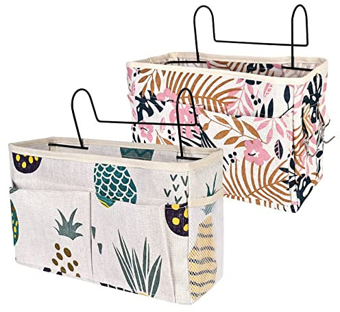 2 Stück Betttaschen Hochbett,Bett Organizer,Betttasche zum Einhängen,Hochbett Hängetasche Organizer,Bettaufhänger Organizer Nachttisch Tasche,Hängend Aufbewahrungstasche für Buch Magazin Kopfhörer