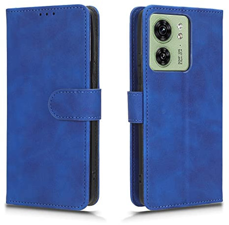 PEIYE Funda para Motorola Edge 40, Cover de Cuero PU con Cáscara de TPU, Ranura para Tarjeta, Soporte Plegable, Cierre Magnético, Case Tapa Libro -Azul