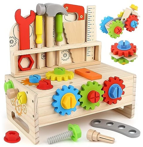 Vanplay Jouet Enfant Etabli Enfant Caisse a Outil Enfant Jouet en Bois Jeux Educatif Cadeau Enfant 3 4 5 6 Ans (41 Pièces)