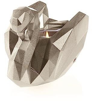 CONCRETTE Tischdeko Kerzenständer aus Beton 17 x 11,2 x 14 cm - Messing Deko Kerzenhalter in Form eines Schwans - Kerzen Ständer - Kerzenstaender