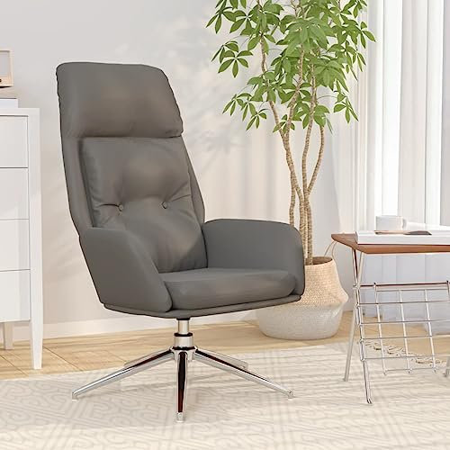 DYRJDJWIDHW Sessel,stillsessel,schaukelstuhl Wohnzimmer,Relaxsessel Grau Echtlederpapasansessel,relaxliege,Rocking Chair,stillstuhl,