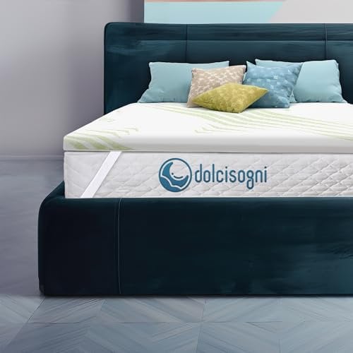 DOLCI SOGNI - Topper Matrimoniale Memory Foam 160x200 H.7cm - Correttore Materasso Morbido - Topper in Memory per Materasso Matrimoniale 160x200 Sfoderabile in Aloe Vera - Made in Italy