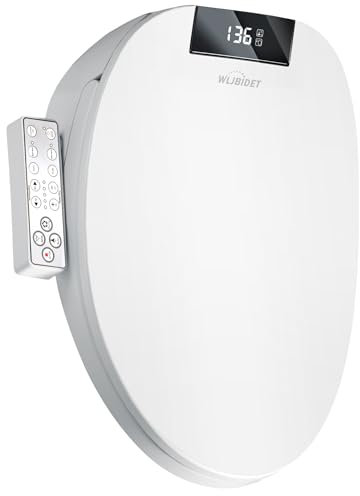 WLJBIDET - Sedile WC con bidet elettronico allungato, sedile riscaldato, bidet elettrico intelligente per sedile WC, con luce notturna a LED e controllo del braccio laterale, ugello in acciaio