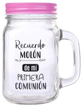 Lote de 6 Decorativas Jarras de Cristal Recuerdo Molón en Caja. Vajillas y Complementos. Regalos Originales para Celebraciones. Detalles para Comuniones, Cumpleaños, Bautizos y Bodas.DK (ROSA)