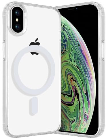 Coiwxmoi Hülle Magnetisch für iPhone XS Max 6,5,Handyhülle Kompatibel mit MagSafe Kabellosem Laden, PC Rückseite + Dünn TPU Silikon Stoßfest SchutzHülle Magnetisch für iPhone XS Max, Transparent