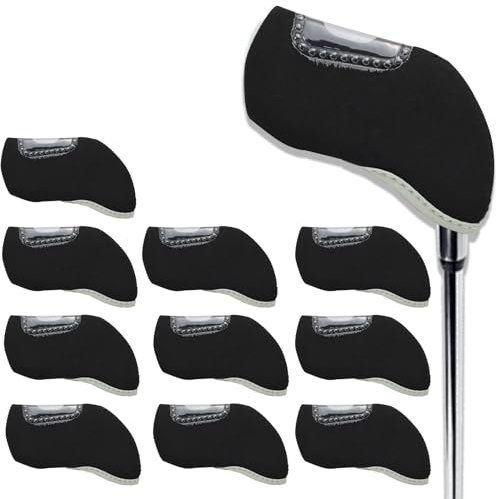 Lot de 10 housses de club de golf transparentes et visibles pour putteurs, débutants et femmes - Avec fenêtre transparente - Noir