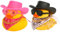 2 Pièces Canard Voiture, Drôles Canards en Caoutchouc Décoration Tableau de Bord Voiture avec Chapeau de Cowboy Mini Écharpe Collier et Lunettes de Soleil Pour Voiture Bureau Bureau Décoration
