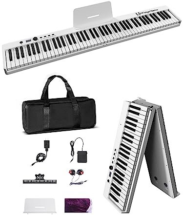 Finger Dance Faltbares Klavier, 88 Tasten Full Size Semi Weighted Keyboard Digital Piano, tragbare elektronische Tastatur mit Bluetooth MIDI, mit Tragetasche für Anfänger
