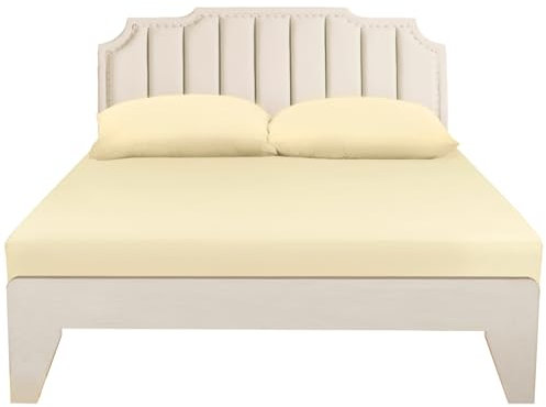 Lirex Spannbettlaken, 180 x 200 cm, 100% Baumwolle 300 Fadenzahl Weiches Atmungsaktives Spannbettlaken, Creme Weiß