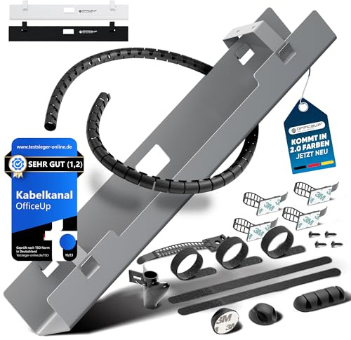OfficeUp® KABELKANAL Schreibtisch - Kabelmanagement [Komplett Set] - Cable Management - Kabelhalter [Abnehmbar] - Kabelwanne - Jetzt erhältlich