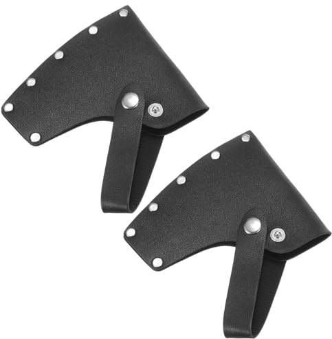 M METERXITY Confezione da 2 guaine in pelle per ascia da 0,6 kg, copertura per ascia a doppio scatto, portatile, per lavoro all'aperto, escursionismo, protezione della lama dell'ascia [nero]
