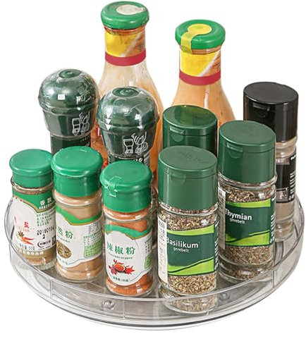 Kitchen Turntable Rack | Turntable Organizer | Rotating Storage Tray, Adjustable Turntable Rack, Clear Turntable Organizer, Makeup Storage Rotating Tray, Rotating Organizer für Badezimmer, mehrfarbig,