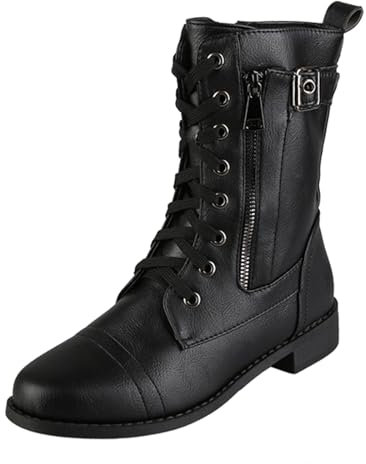 Genérico Botas Borrego Mujer Botas Mujer Nieve Impermeable Botas de Media Planas de tacón bajo con Cremallera Lateral de Color sólido con Cordones para Mujer Botas de Esqui Mujer Botines (Black, 36)