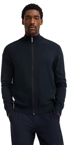 bugatti Herren Strickjacke 7600-85520D | Regular Fit Reißverschluss Stehkragen Baumwolle-Kaschmir-Mix Freizeit und Büro
