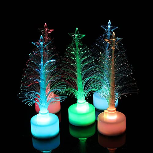 lvifloae USB-Weihnachtsbeleuchtung für den Schreibtisch, Mini-Bunte LED-Glasfaser-Nachtlicht, Weihnachtsbaum-Lampe, Licht, Weihnachts für Wohnzimmer, auf dem Kaminsims oder in der