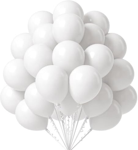KOBOKO Luftballons Weiß, 50 Stk 12 Zoll Weiße Luftballons, Weiße Ballons Hochzeit, Weisse Luftballon Hochzeit Deko, Latex Helium Luftballon Weiß Deko für Geburtstagsdeko, Hochzeitsdeko, Brautparty