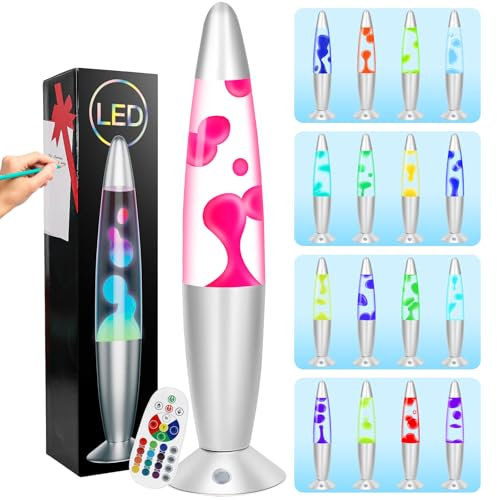 FBSPORT lavalampe kinder Lavalampen 17 Farbe wechselnde Lampe LED Nachtlicht Nachttischlampe entspannende Home Decor Wohnzimmer Büro Lampe für Erwachsene Teens Kinder