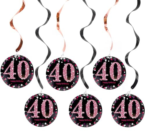 ARWIG 6 Pairs 40 Geburtstag Deko | Deko 40 Geburtstag Frau | 40 Geburtstag Männer | Girlande 40 Geburtstag (Roségold)