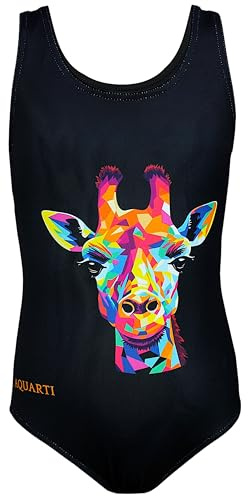 Aquarti Badeanzug Print | Sportlicher Mädchen Schwimmanzug mit Ringerrücken Aufdruck Einteilig