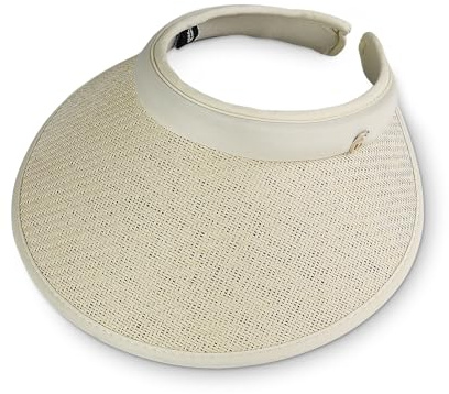 FuninCrea Raffia Sun Hats for Women with Windproof Rope, Wide Brim Summer Straw Hat Open-Top UV Protection Women's Beach Hat for Hiking Running Marathons (UK, Alpha, One Size, Beige)
