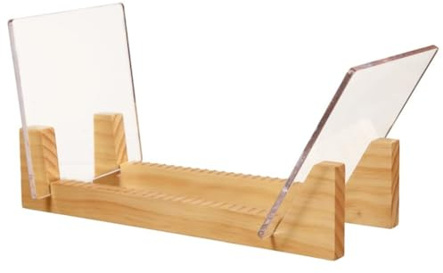 Orivin Soporte de madera para discos de vinilo - Soporte para discos de vinilo - Organizador de almacenamiento de álbumes, expositor con capacidad para hasta 50 álbumes, DVD y CD, con